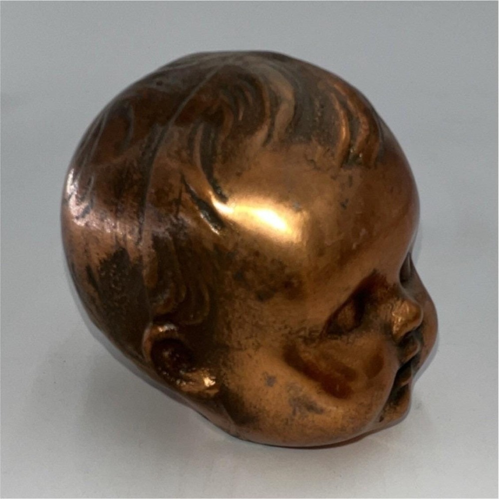 Industrial Artifact: Vintage Electrotype Copper Doll Head Mold